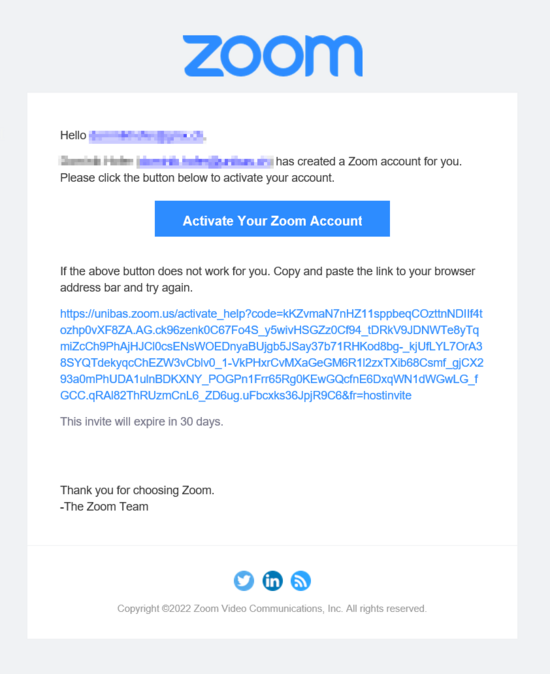 Zoom - Aufforderung zum Passwort setzen